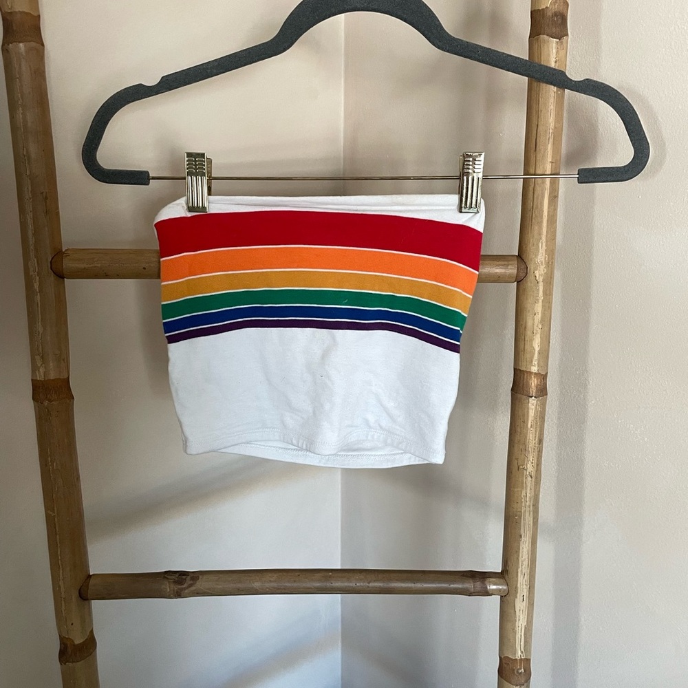 Garage rainbow Striped Tube Top